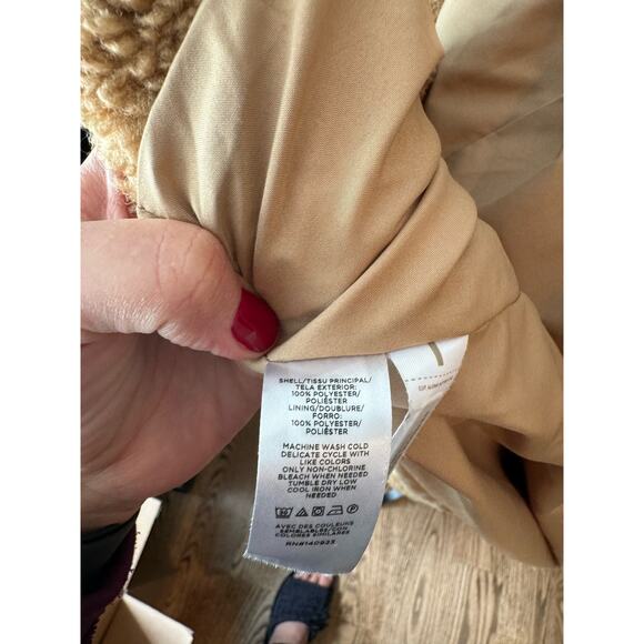 LOFT Faux Sherpa Teddy Camel Long Coat Size Medium - Picture 7 of 10